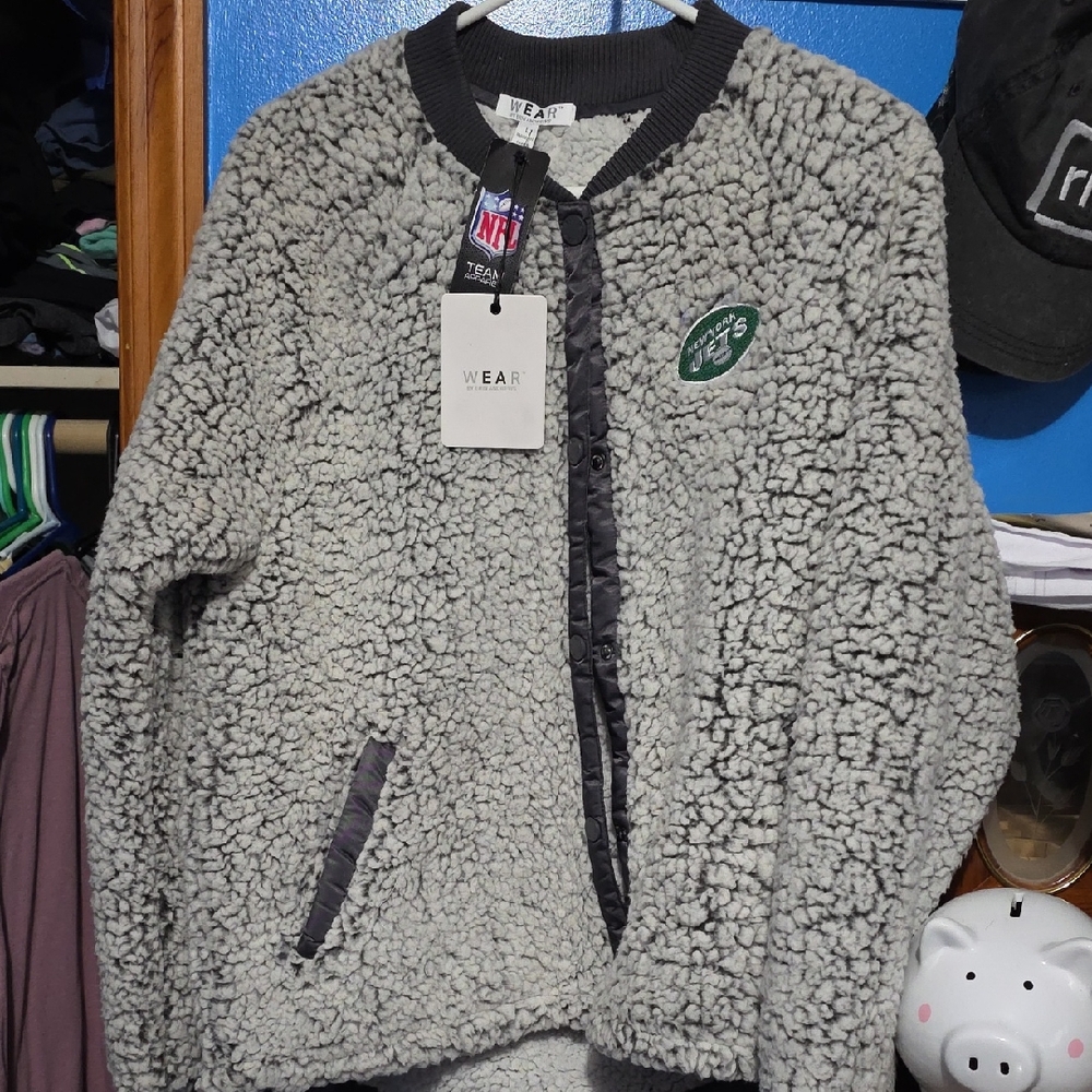 NFL Jets Gray Teddy Jacket